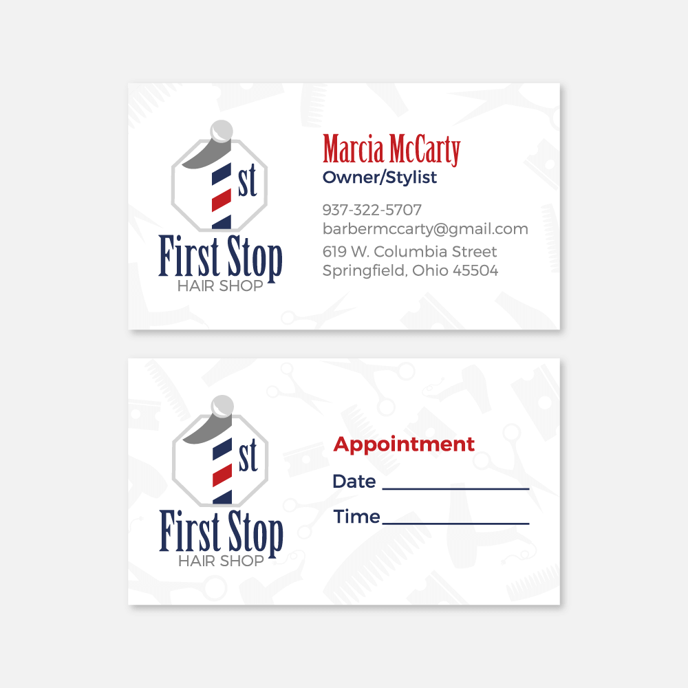 First Stop Hair Shop Business Card