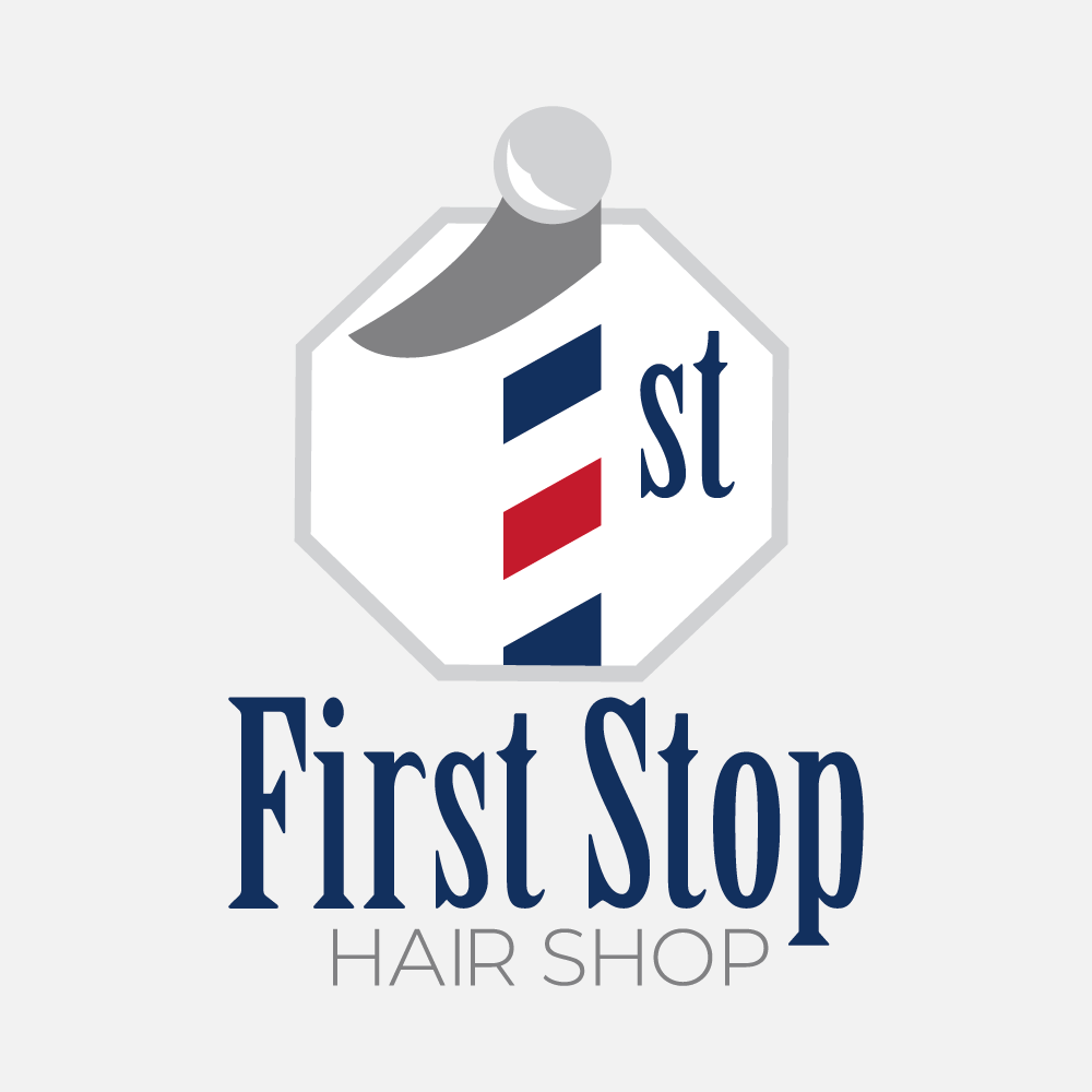 First Stop Hair Shop Logo and Business Card