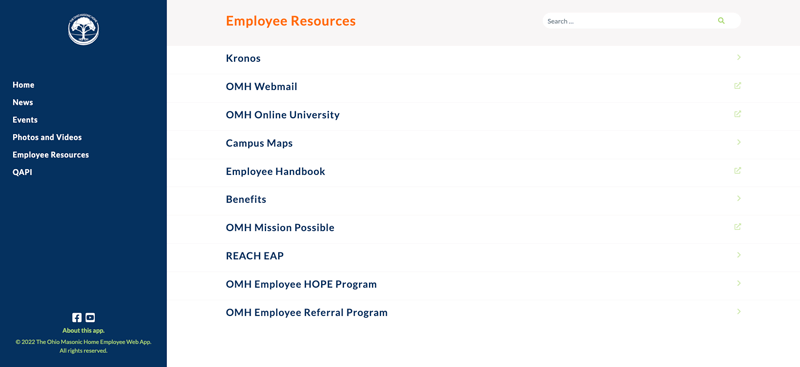 OMH Employee Web App Desktop - Employee Resources Page