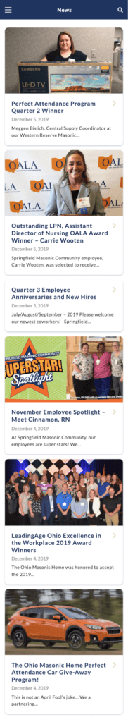 OMH Employee Web App Mobile - News Page