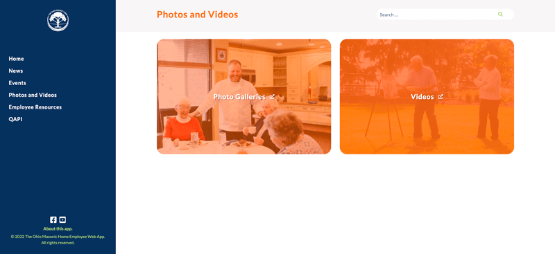 OMH Employee Web App Desktop - Photos and Videos Page