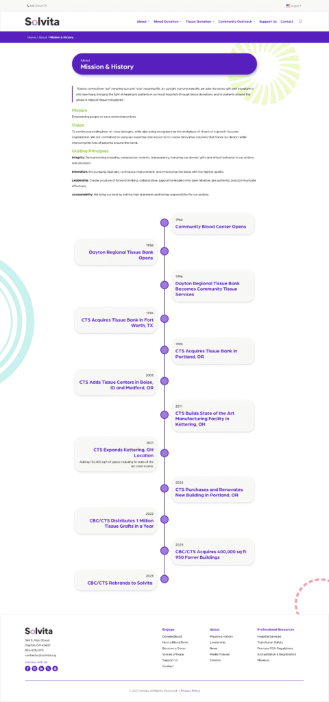 Solvita Website Desktop - Mission & History